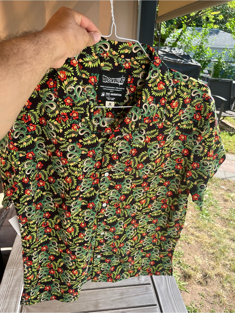 Dragonballz Black Floral Crew Button-Up Shirts size medium NWT